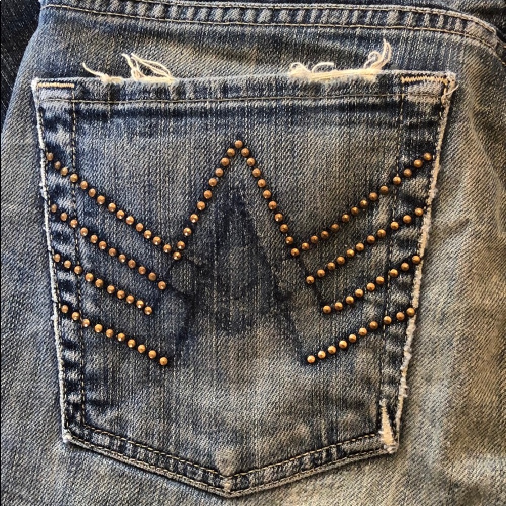 Men’s 7 for All Mankind Vintage Distressed ripped rugged studded A-pocket Jeans - Picture 6 of 8